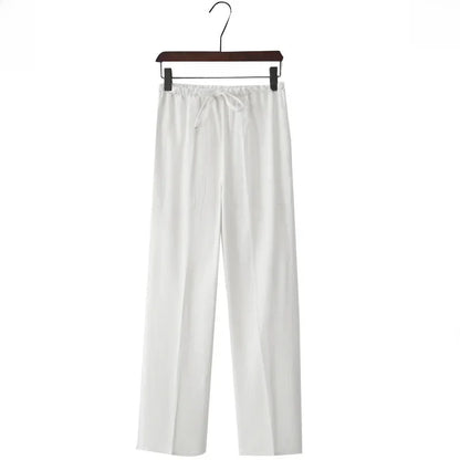 Nerea™ | Pantalón Ancho de Lino con Cordón