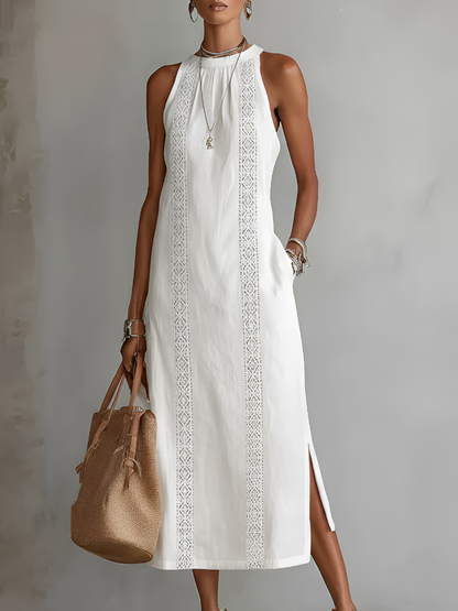 Blanca™ | Vestido midi con cuello mao