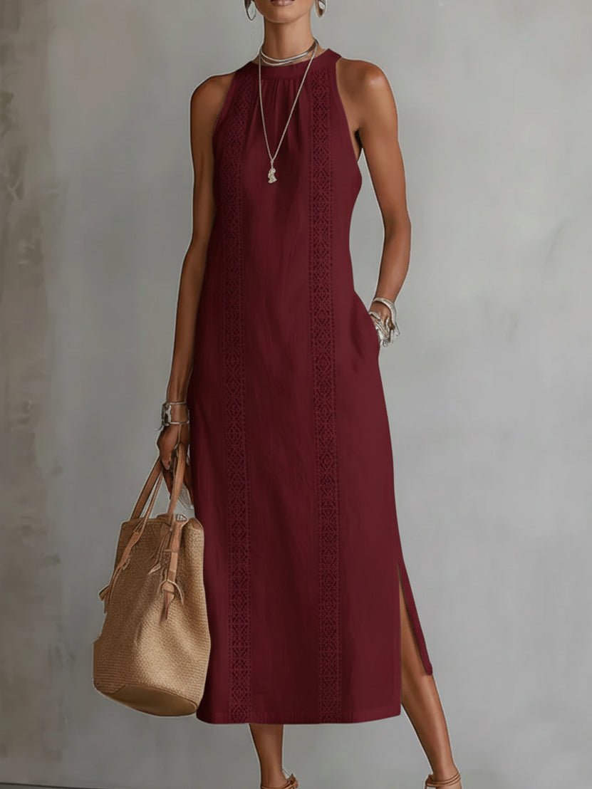 Blanca™ | Vestido midi con cuello mao